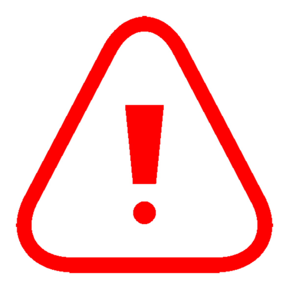 A kép tartalma: Piros háromszögben felkiáltójel